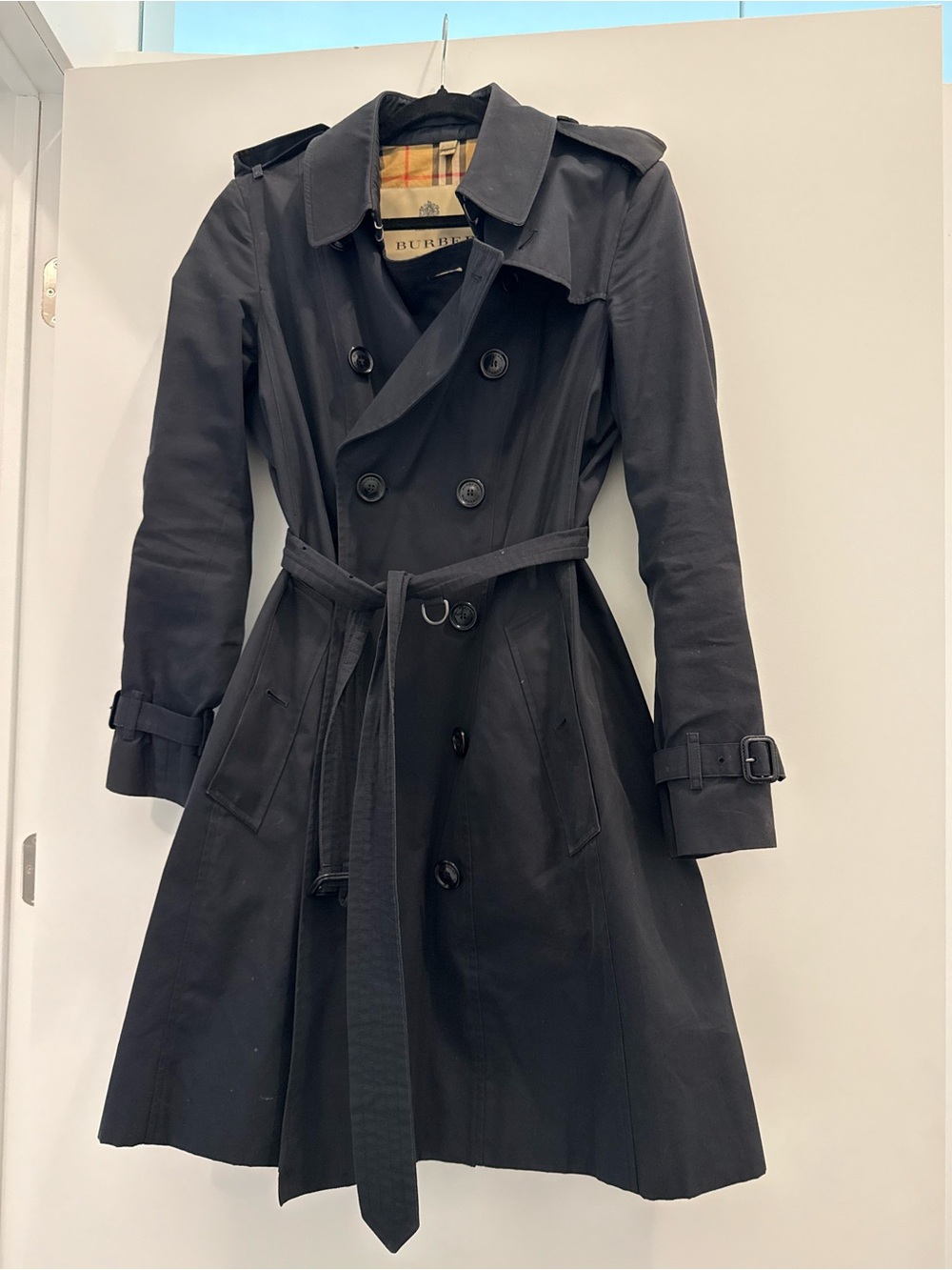 Burberry Black Double-Breasted Trench Coat with Belt